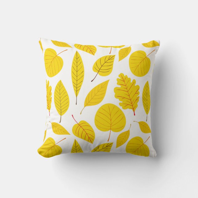 Coussin Feuilles d'automne en jaune (Recto)