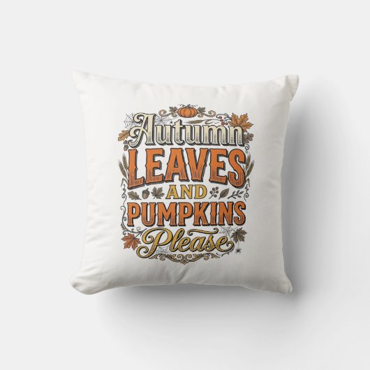 Coussin Feuilles D'automne Et Citrouilles S'il Vous Plaît (Recto)
