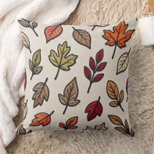 Coussin Feuilles d'automne modernes brodées esthétiques 