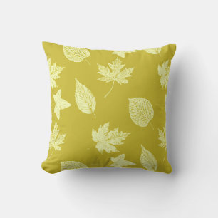 Coussin Feuilles d'automne - moutarde et jaune clair