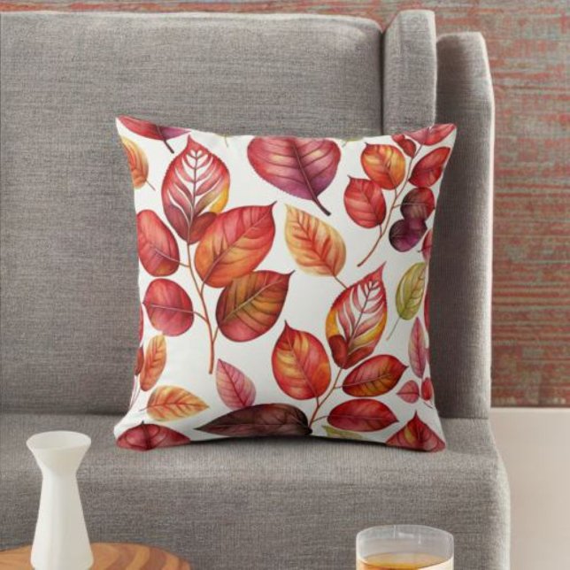 Coussin Feuilles d'automne orange et rouge vibrant Jeu d'o (Créateur téléchargé)