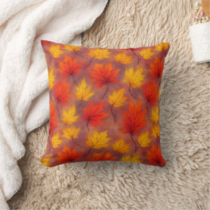 Coussin Feuilles d'automne Rustique Aquarelle - Feuillage 