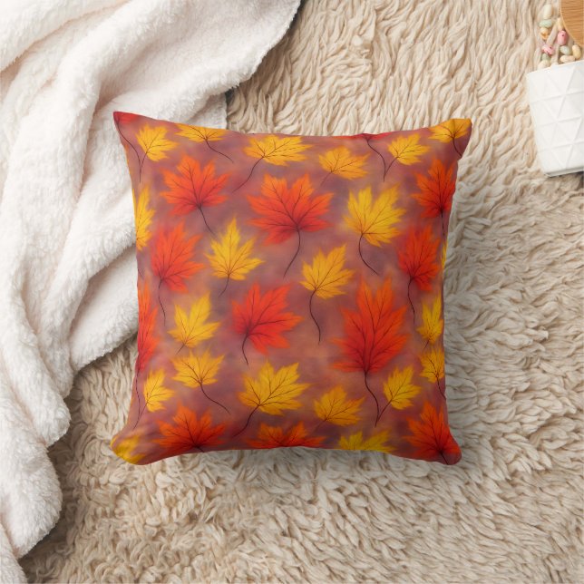Coussin Feuilles d'automne Rustique Aquarelle - Feuillage  (Couverture)