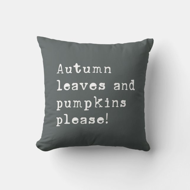 Coussin Feuilles d'automne simples et Citrouille Type Grey (Recto)