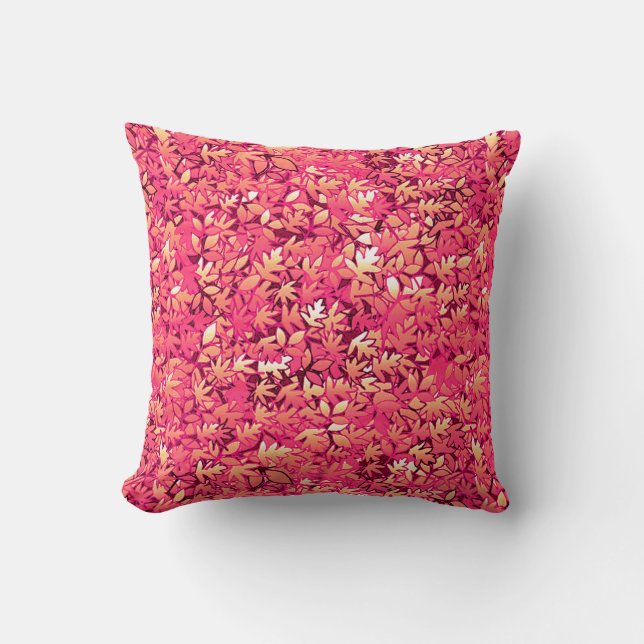 Coussin Feuilles d'automne, tons rouges et oranges (Recto)