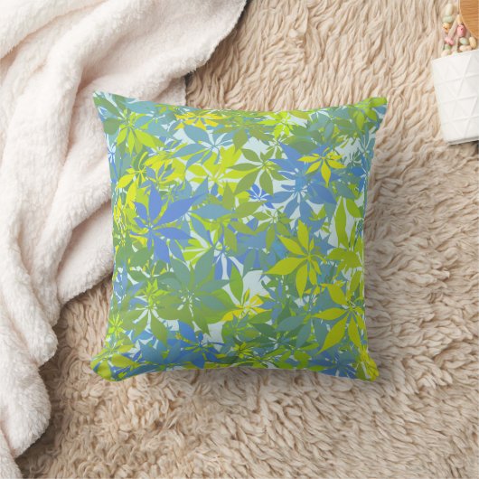 Coussin Feuilles de châtaignier vert et bleu (Couverture)