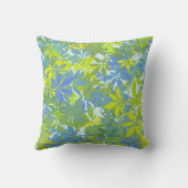 Coussin Feuilles de châtaignier vert et bleu (Verso)