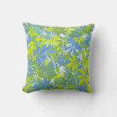 Coussin Feuilles de châtaignier vert et bleu (Recto)