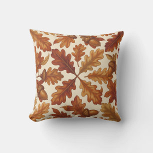 Coussin Feuilles de chêne d'automne glands bruns sans cout