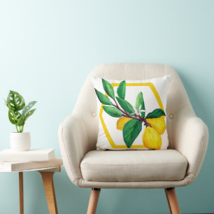 Coussin Feuilles de citron Citron Jaune Vert Moderne
