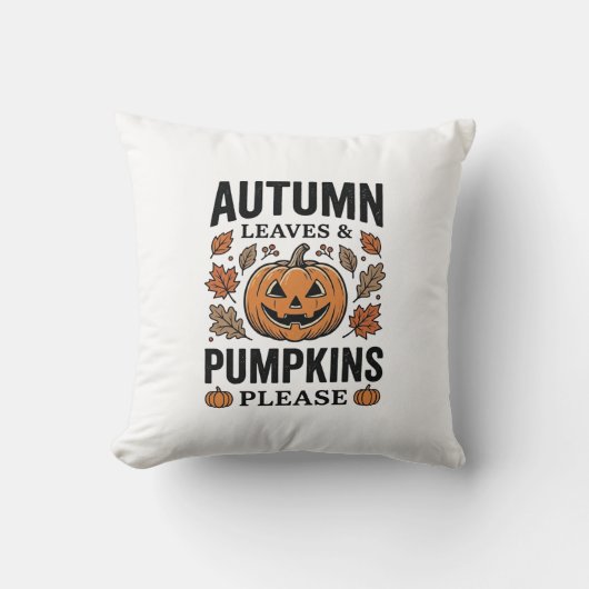 Coussin Feuilles de citrouille d'automne Citrouilles S'il  (Recto)