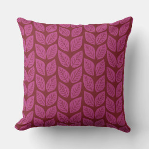 Coussin Feuilles de feuillage de automne rose et rouge