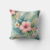 Coussin Feuilles de fleurs tropicales et de palmiers (Recto)