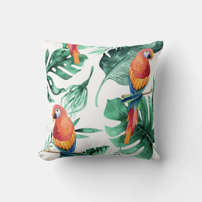 Coussin Feuilles de forêt tropicale verte de la jungle de  (Recto)