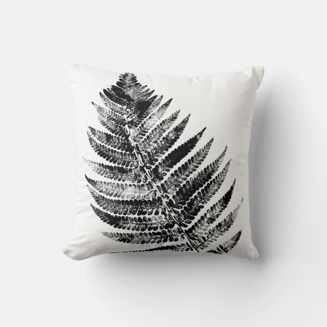 Coussin Feuilles de fougère noir et blanc (Recto)