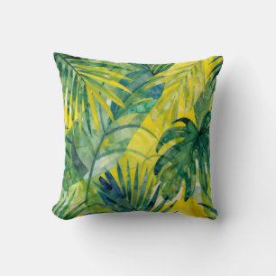 Coussin Feuilles de jungle Monstera Palmier Tropical