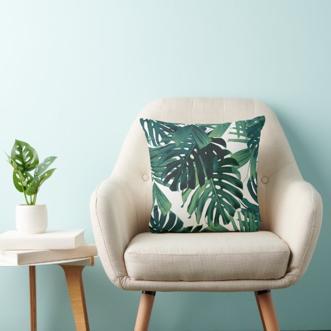 Coussin Feuilles de jungle tropicale Monstera 1 (Chaise)