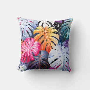 Coussin Feuilles de la Monstera d'été tropicale