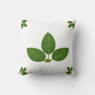 Coussin Feuilles de Laurier Vert Moderne