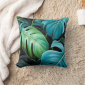 Coussin Feuilles de Monstera Botanique Feuillage Jungle Tr (Couverture)
