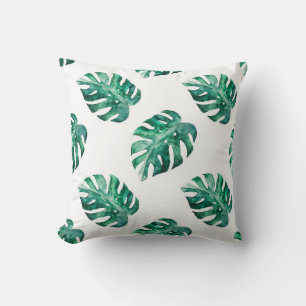 Coussin Feuilles de Monstera. Motif d'illustration tropica