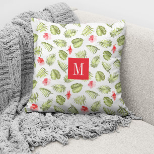 Coussin Feuilles de palmier botaniques Monogramme Moderne