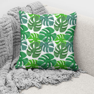 Coussin Feuilles de palmier botaniques vertes modernes