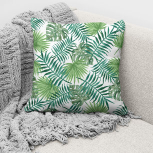 Coussin Feuilles de palmier botaniques vertes modernes
