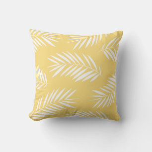 Coussin Feuilles de palmier frondes motif jaune et blanc