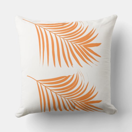 Coussin Feuilles de palmier orange Art de plage côtière tr (Verso)