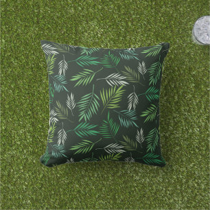 Coussin Feuilles de palmier tropicales vertes d'été élégan