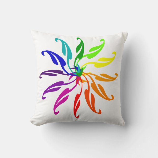 Coussin - Feuilles de roulette couleur sur blanc (Recto)