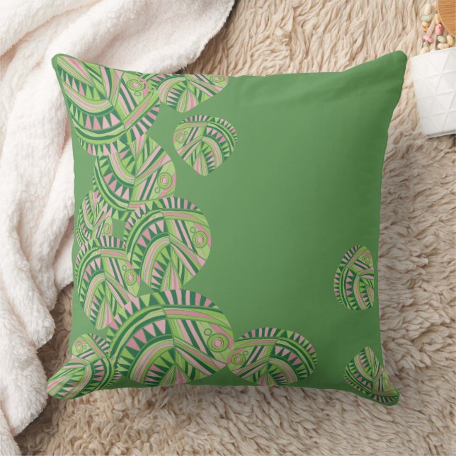 Coussin Feuilles de tête de poisson Jazz V Vert Dusty rose (Couverture)
