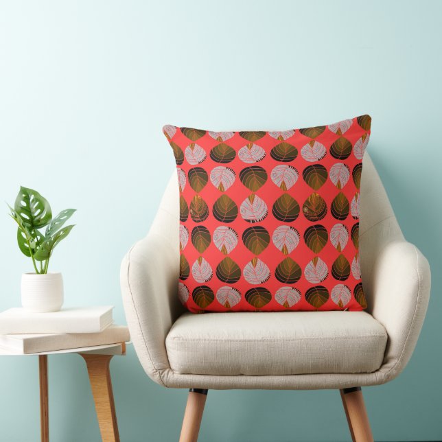 Coussin Feuilles de tête de poisson Olive Brown gris clair (Chaise)