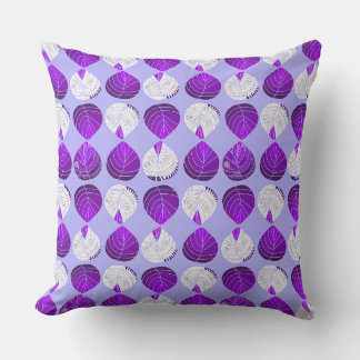 Coussin Feuilles de tête de poisson violet blanc lavande