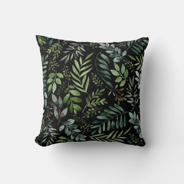 Coussin Feuilles de verdure aquarelle  (Recto)
