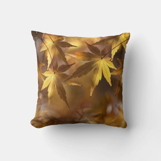 Coussin Feuilles d'érable d'automne jaune or (Recto)