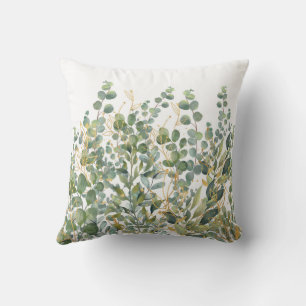 Coussin Feuilles D'Eucalyptus Botanique Or Et Vert