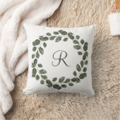 Coussin Feuilles d'eucalyptus élégantes tendance Monogram (Couverture)