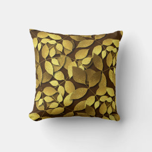 Coussin feuilles d'or 3D