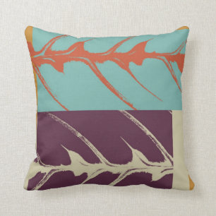 Coussin Feuilles d'orange violet turquoise
