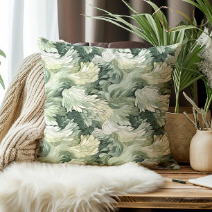 Coussin Feuilles Élégantes Nuances Vertes Botanique