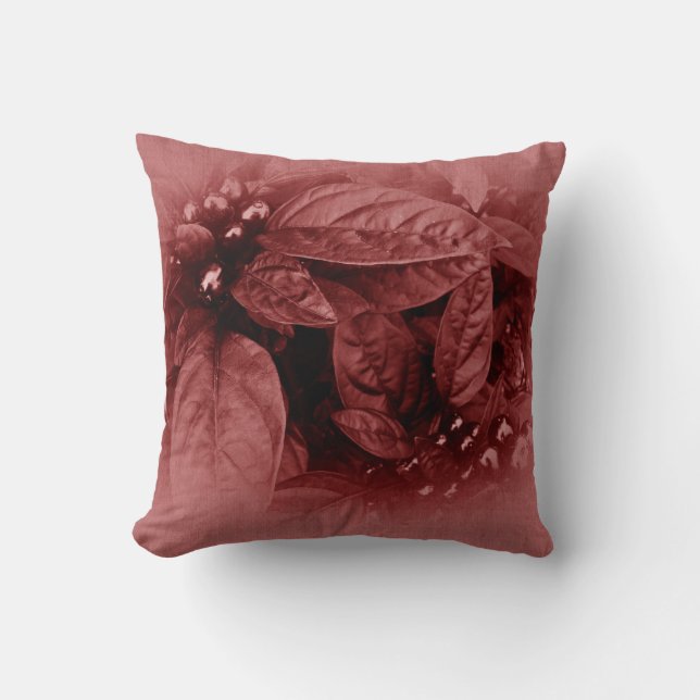 Coussin Feuilles et baies - Ruby (Recto)