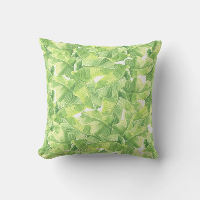 Coussin Feuilles exotiques : Aquarelle transparente (Recto)
