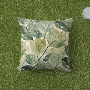 Coussin Feuilles forestiers verts stratifiés
