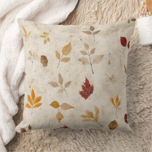 Coussin Feuilles Jaune Brun Rustiques avec une Atmosphère