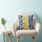 Coussin Feuilles jaune et bleu (Chaise)