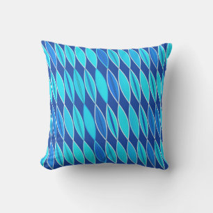 Coussin Feuilles Modernes de Milieu de Siècle, Bleu Cobalt