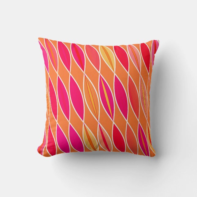 Coussin Feuilles modernes du milieu du siècle, Fuchsia ros (Recto)