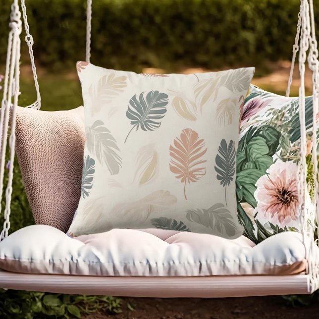 Coussin Feuilles neutres de Boho Beige (Créateur téléchargé)
